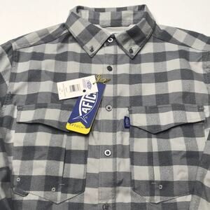 AFTCO FISHING Men’s Gray Long Sleeve Flannel Shirt